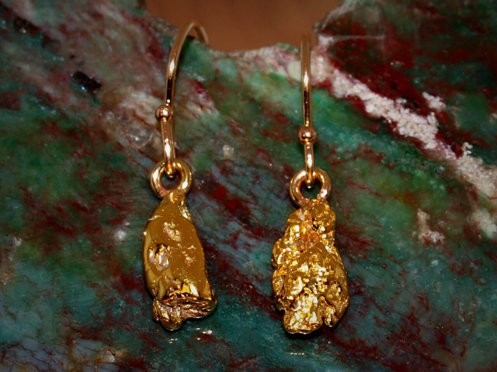 Gold Nugget Earrings 24K 