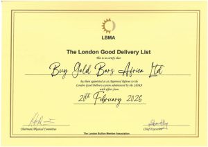 Buy Gold Bars Africa Ltd LBMA Certificate